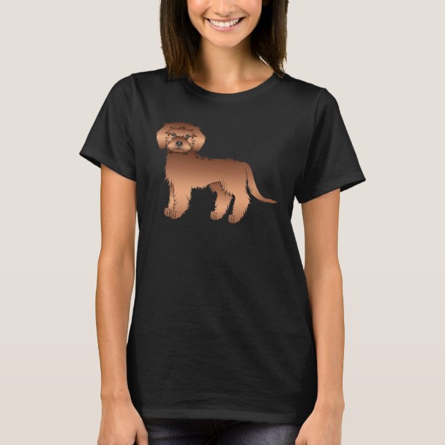 Camiseta Mini Goldendoodle Vermelho Fofo Cachorro de Desenh (Frente)