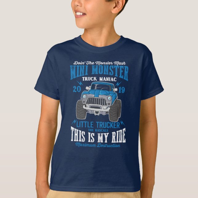 Camiseta Mini Monster Truck Manic Little Trucker Boy (Frente)