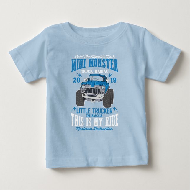 Camiseta Mini Monster Truck Manic Little Trucker Boy (Frente)