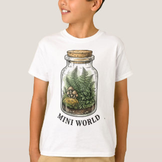 Camiseta Mini Mundo Terrário Gráfico Botânico Vintage