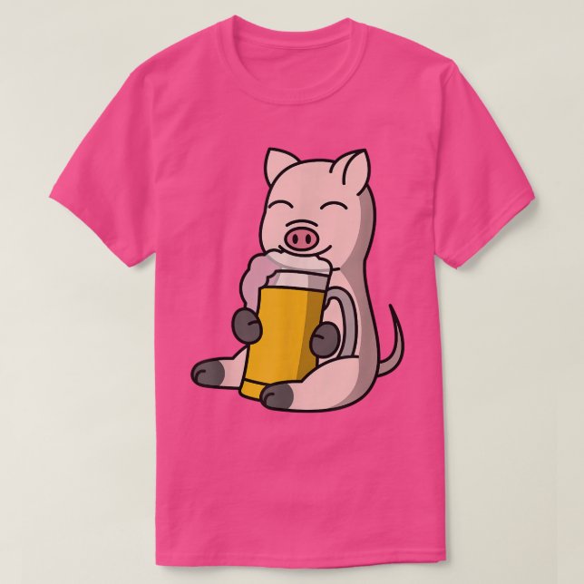 Camiseta Mini Pig Drinking Beer Pet  (Frente do Design)