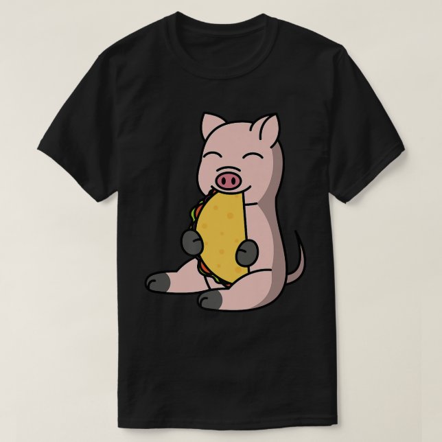 Camiseta Mini Pig Eating A Taco Pet Premium  (Frente do Design)