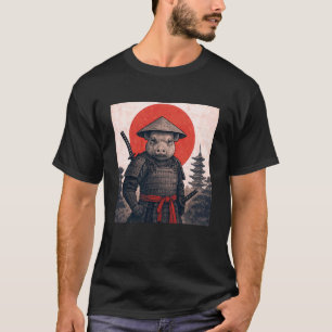 Camiseta Mini Porco Samurai Guerreiro Vintage Japonês Ukiyo