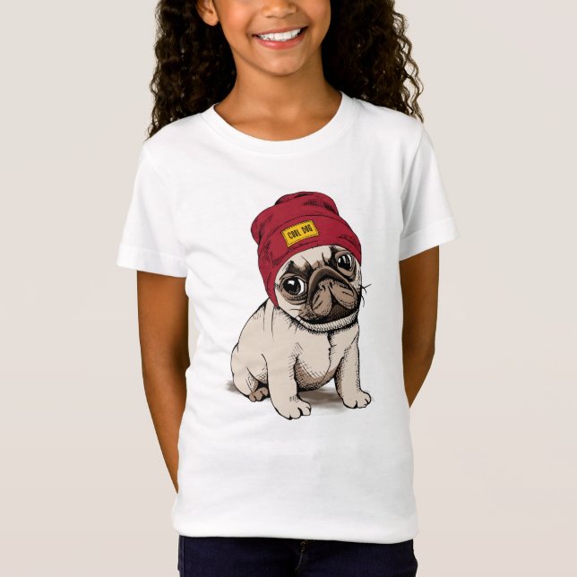 Camiseta Mini Pug do hipster do filhote de cachorro (Frente)