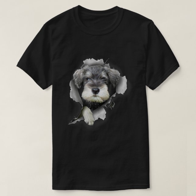 Camiseta Mini Schnauzer Tshirt, Minature Schnauzer Shirt, S (Frente do Design)