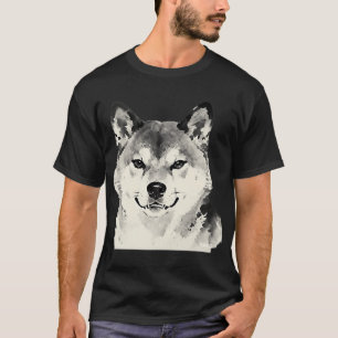 Camiseta mini shiba pintura a tinta Close-up