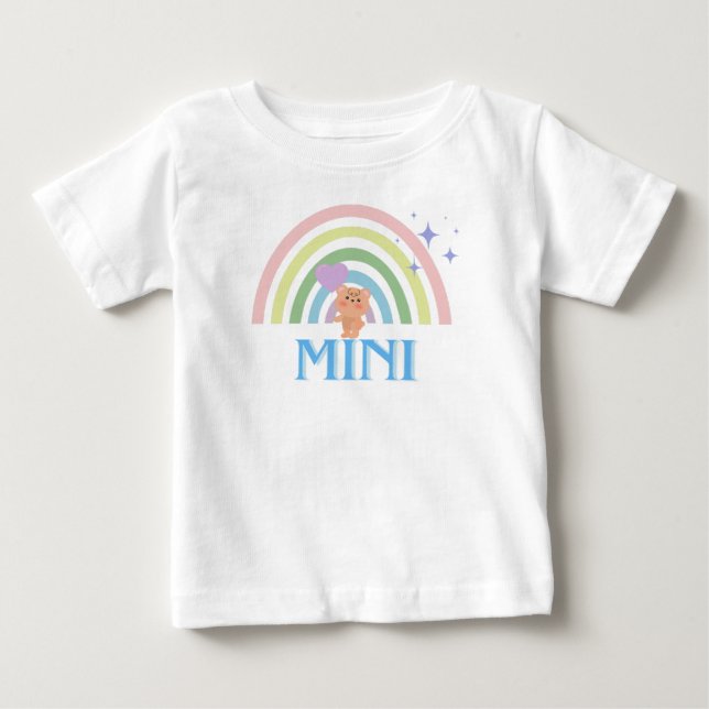 Camiseta MINI - Teto do Ursinho Arco-Íris Pastel para Bebês (Frente)