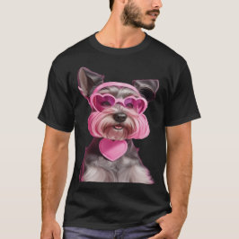 Camiseta Miniatura Adorável Schnauzer, Óculos De Sol Rosa