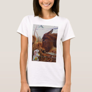 Camiseta Miniatura Cavalo Marrom e Coelhinho da Páscoa