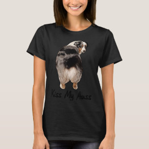 Camiseta Miniatura Engraçado Pastor Australiano Beija Meu A