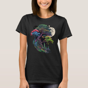 Camiseta Miniatura japonesa Bonkei Moon na árvore Bonsai