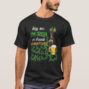 Camiseta Miniatura Pinscher Beija-me Sou Irlandês, Bebado o