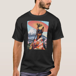 Camiseta Miniatura Pinscher Kimono Engraçado Geisha