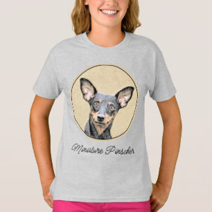 Camiseta Miniatura Pinscher Pintando Bela Arte Original de