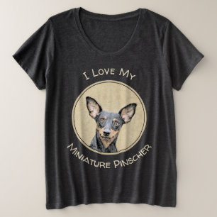 Camiseta Miniatura Pinscher Pintando Bela Arte Original de 