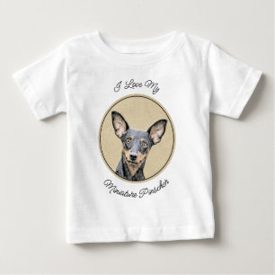 Camiseta Miniatura Pinscher Pintando Bela Arte Original de