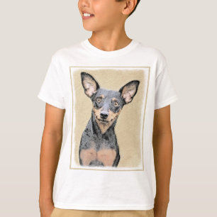 Camiseta Miniatura Pinscher Pintando Bela Arte Original de
