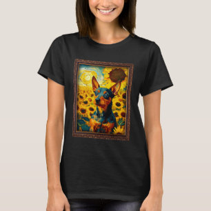 Camiseta Miniatura Pinscher Pintura Flor de Girassol Mãe W