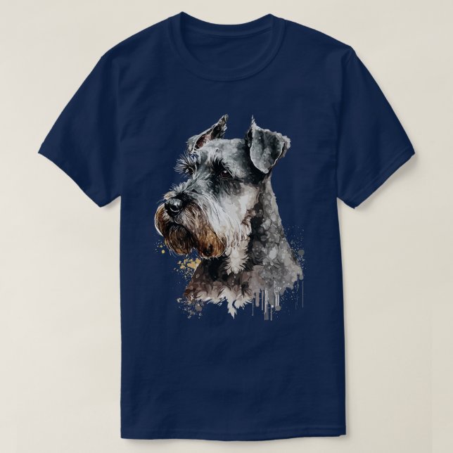 Camiseta Miniatura Schnauzer Cachorro-impermeável (Frente do Design)