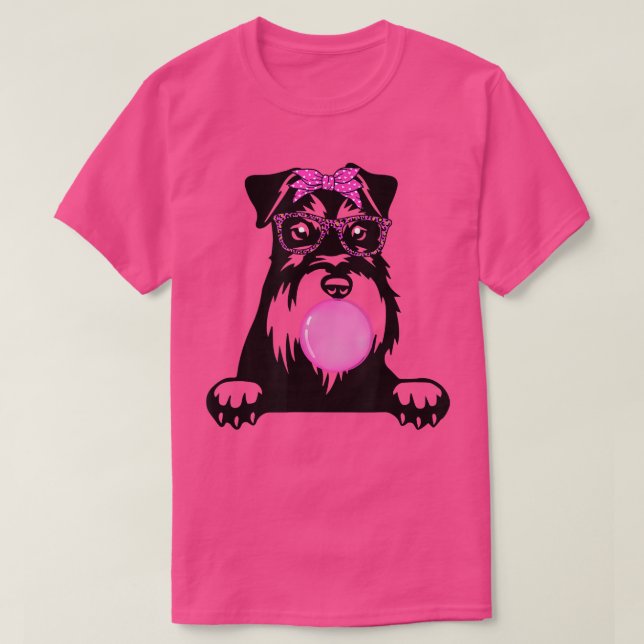 Camiseta Miniatura Schnauzer com goma-de-coleira (Frente do Design)