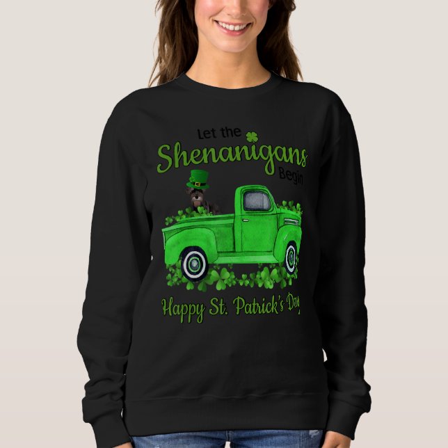 Camiseta Miniatura Schnauzer Deixe Os Shenanigans Começar A (Frente)