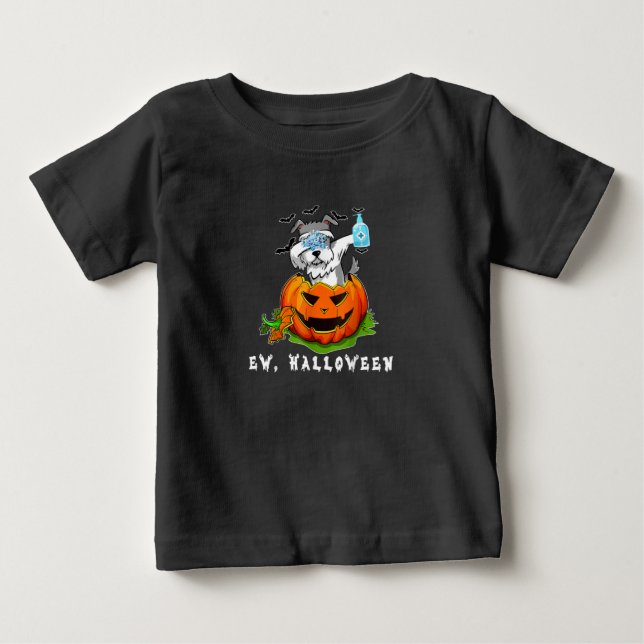 Camiseta Miniatura Schnauzer Ew Halloween Pumpkin Washing (Frente)