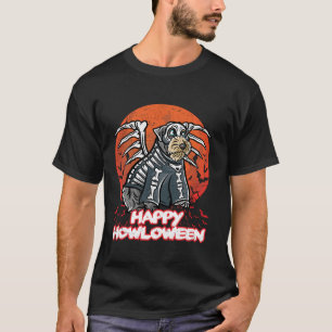 Camiseta Miniatura Schnauzer Feliz Halloween Costume Skelet