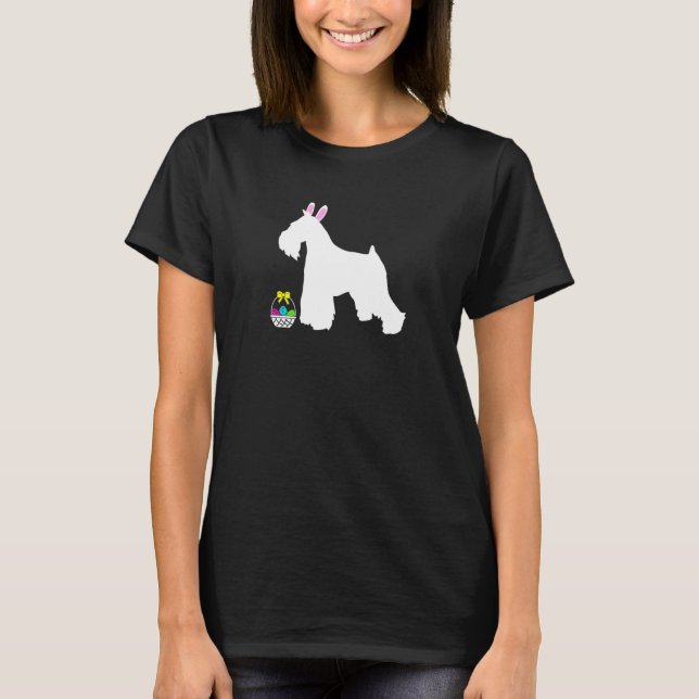 Camiseta Miniatura Schnauzer Páscoa Coelho Silhout (Frente)