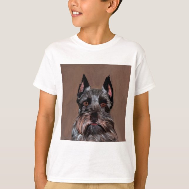 Camiseta Miniatura Schnauzer — Pintura De Cor De Água (Frente)