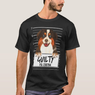Camiseta Miniature American Shepherd Foto de Acusado Cão Cu
