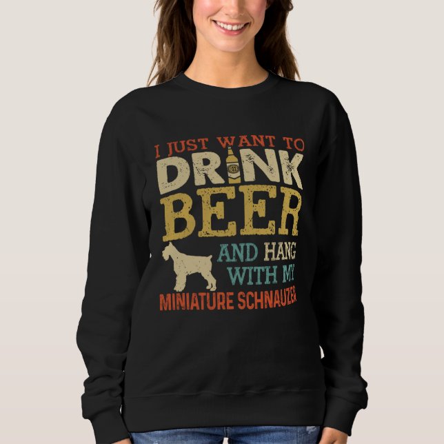 Camiseta Miniature Schnauzer Dad Drink Beer Hang With Dog   (Frente)