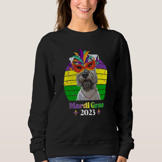 Camiseta Miniature Schnauzer Party Dog Mardi Gras 2023 (Frente)