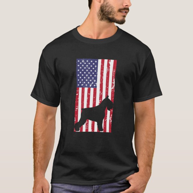 Camiseta Miniature Schnauzer Patriotic All American USA Fla (Frente)