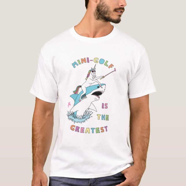 Camiseta MiniGolf É O Maior Tubarão Anidorno Da Unicórn (Frente)