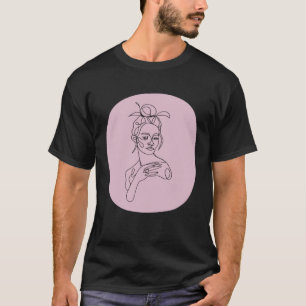 Camiseta Mínima rosa Abstrato Boho Face a Tuxedo Mulheres