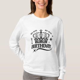 Camiseta Minimal Black Crown Birthday Quote Typography