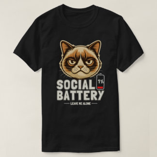 Camiseta Minimal Cat Social Battery Mood Design