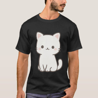 Camiseta Minimal Cute Cat Line Art – Simple Kawaii Cat Desi