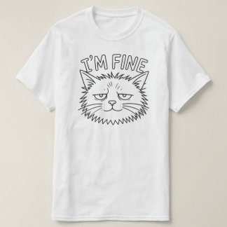 Camiseta Minimal I’m Fine Cat Mood Design