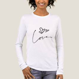 Camiseta Minimal Love Line Art Long Sleeve Shirt for Women