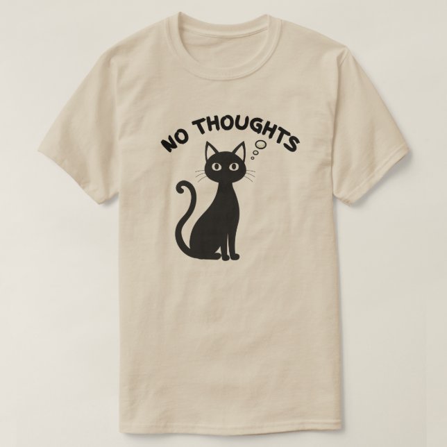 Camiseta Minimal No Thoughts Cat Blank Expression Illustrat (Frente do Design)