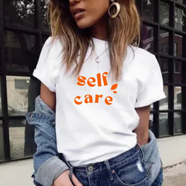 Camiseta Minimal Orange Inspirational Self Care Women (Criador carregado)
