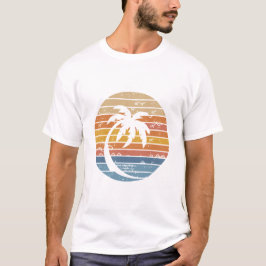 Camiseta Minimal Palm Tree Sunset Retro Circle Graphic
