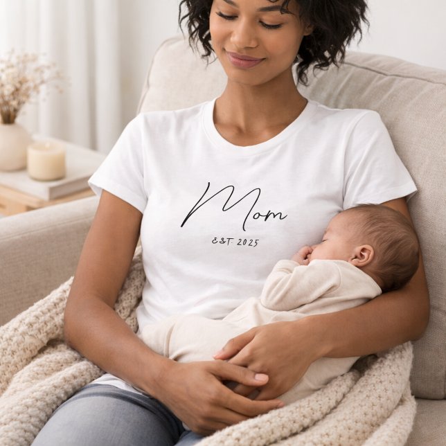 Camiseta Minimal Preta de Mãe Estabelecida (Criador carregado)