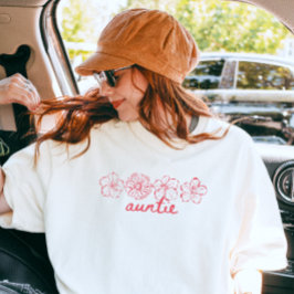 Camiseta Minimal "Titia" Moderno Script Floral Rosa Verão