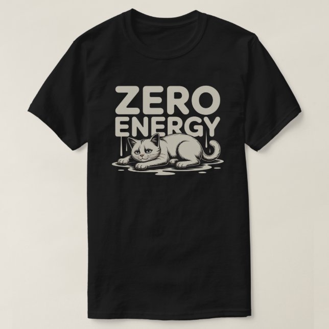 Camiseta Minimal Zero Energy Cat Design (Frente do Design)