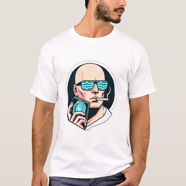 Camiseta Minimalismo futurístico: Camisa-T Crypto e Smoke (Frente)