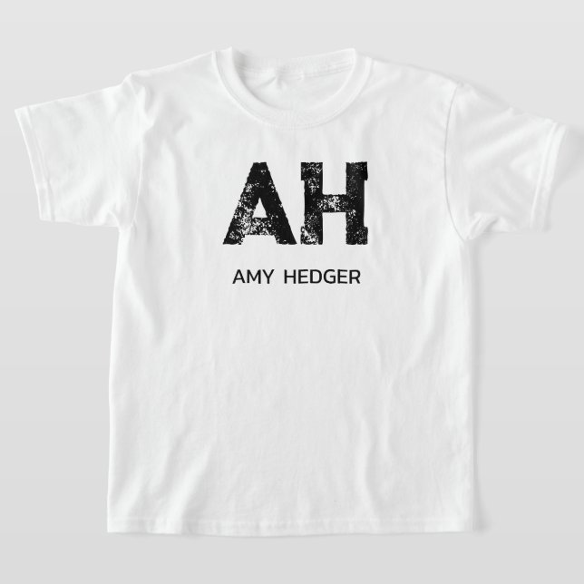 CAMISETA MINIMALIST BLACK TWO LETTER MONOGRAM NAME WHITE (Postura )