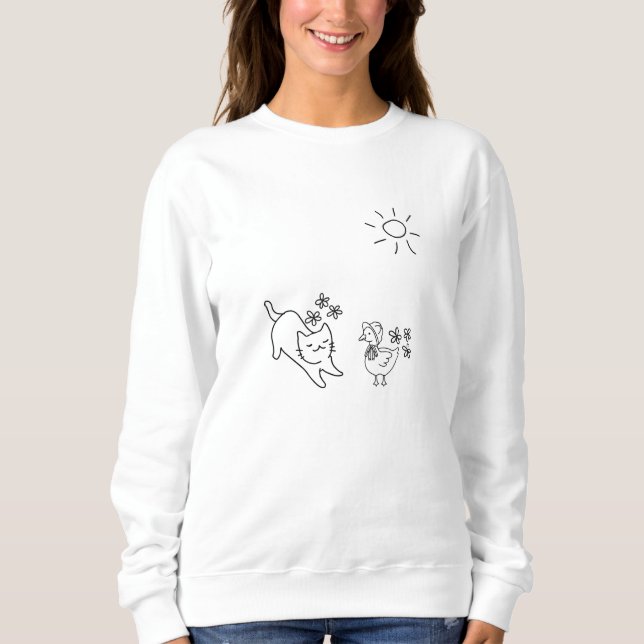 Camiseta Minimalist Cat Duck Line Art  (Frente)