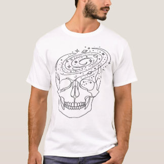 Camiseta Minimalist Celestial Skull Galaxy Line Art Graphic